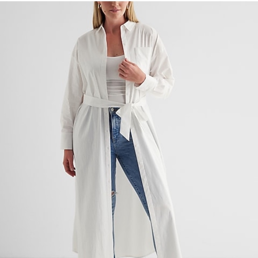 Express Boyfriend Poplin Portofino Maxi Shirt Dress - Picture 10 of 13